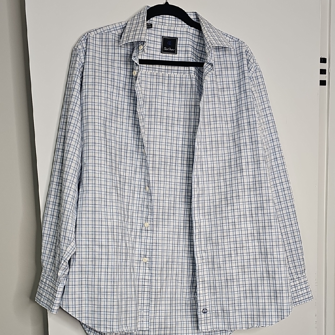 David Donahue Light Blue And White Plaid Shirt David Donahue Light Blue And White Plaid Shirt